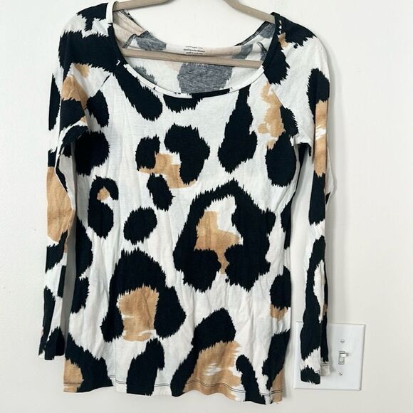 Norma Kamali Leopard Print Organic Cotton Top M - Picture 1 of 6